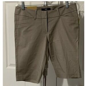 Mossimo Womens Khaki‎ Bermuda Shorts Mid Waist Straight Hip Fit 3 Tan Size 4 NEW